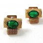 1970's Green & Gold Tone Wrap Around Cufflinks 1317