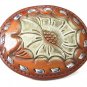 Western Leather Flower w Silver Tone Threading Belt Buckle Unbranded 11315