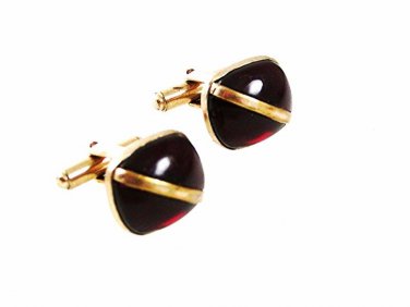 1930's - 50's Goldtone & Red Cufflinks 5117