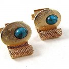 1970's Gold Tone & Blue Wrap Around Cufflinks 102616