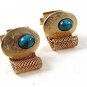 1970's Gold Tone & Blue Wrap Around Cufflinks 102616