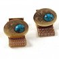 1970's Gold Tone & Blue Wrap Around Cufflinks 102616