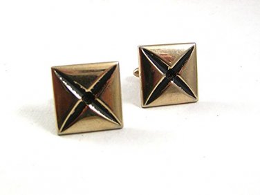 Vintage Silvertone Black X Cufflinks By SWANK 12417