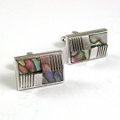 Vintage Silvertone & Abalone Cufflinks By DANDY 10 10217