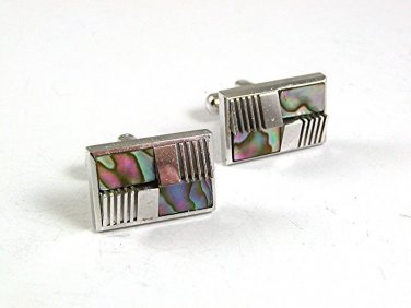 Vintage Silvertone & Abalone Cufflinks By DANDY 10 10217
