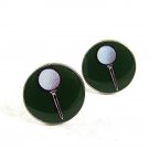 Silvertone Black White Golf Ball Tee Cufflinks 101017