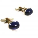 Art Deco 2 Tone Silvertone Goldtone Blue Cufflinks by ANSON 101615