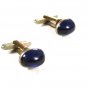 Art Deco 2 Tone Silvertone Goldtone Blue Cufflinks by ANSON 101615