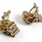 Vintage 1970's Goldtone & Green Wrap Around Cufflinks 81517