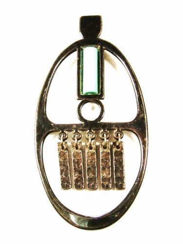 Southwest Silver Tone & Blue Dangley Pendant by AVON 111615