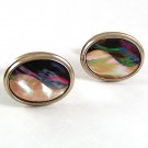 Vintage Goldtone Mother of Pearl & Abalone Cufflnks 91817