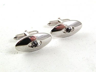 Vintage Silvertone & Black Cufflinks By SWANK 82217