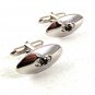 Vintage Silvertone & Black Cufflinks By SWANK 82217