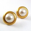 Vintage 1970's Goldtone & Faux Pearl Cufflinks 10217
