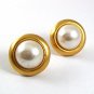 Vintage 1970's Goldtone & Faux Pearl Cufflinks 10217