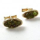 Vintage Gold Tone & Green Cufflinks 1217b