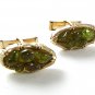 Vintage Gold Tone & Green Cufflinks 1217b