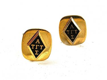 Vintage Gold Tone & Black Fraternity Cufflnks 91516