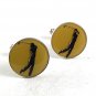 Vintage Silvertone Yellow Black Golfer Cufflinks 101017