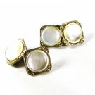 Silvertone Mother Pearl Cufflinks By HAS SMALL MARK SEE PHOTOS 42616