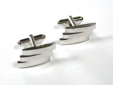 Mid Century Silvertone Cufflinks Unbranded 93015