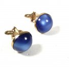 1950's - 1960's Silver Tone & Blue Cufflinks 7116