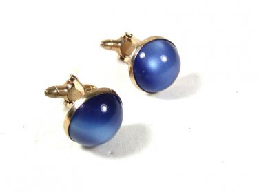 1950's - 1960's Silver Tone & Blue Cufflinks 7116