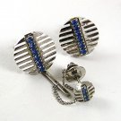 Vintage Silvertone & Blue Cufflnks & Tie Tac 91817