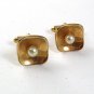 1960's Goldtone & Pearl Cufflinks By MANLEIGH 5517