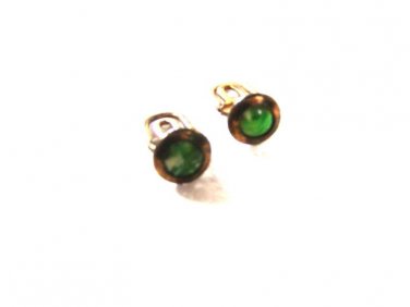 Art Deco Gold Tone & Green Cufflinks "20th Century" "The King" 11116