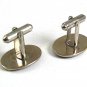 Vintage Silvertone & Black Fleur de Lis Cufflinks 9317