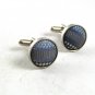 Silvertone Light Blue Cloth Cufflinks 101217