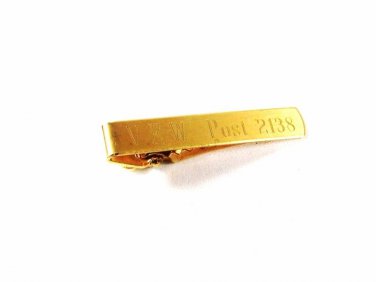 Vintage Goldtone V.F.W. Post 2138 Tie Clasp Marked DB 14/20 Unbranded 42816