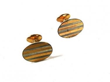 Deco Rolled Plate Stylist Silver & Gold Tone Cufflinks Unbranded 51916