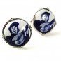 1970's Silvertone White & Blue Minstrel Cufflinks 61617