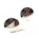 Vintage Silver Tone & Black Cufflinks By ANSON PAT PEND 51916