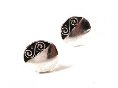 Vintage Silver Tone & Black Cufflinks By ANSON PAT PEND 51916