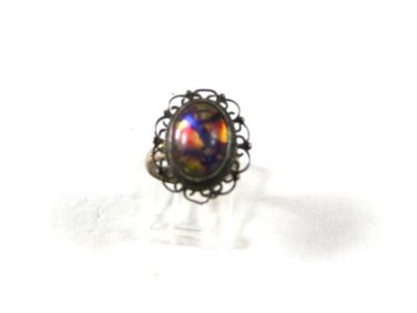 Guad. Mexico Sterling Silver Faux Fire Opal Ring Sz 5 1/2 By ARG 53116