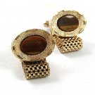 1970'S Goldtone & Tiger Eye Wrap Around Cufflinks 4317