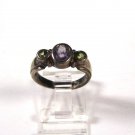 Sterling Silver & Purple 7 Green Ring Size 7 1/2 by C.A. 81715