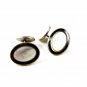 Vintage Silver Tone Black & Mother of Pearl Cufflinks 92916