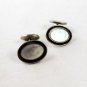 Vintage Silver Tone Black & Mother of Pearl Cufflinks 92916