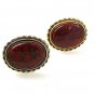 Vintage Gold Tone & Red Agate Cufflinks 1217