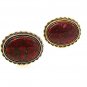 Vintage Gold Tone & Red Agate Cufflinks 1217