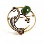 Vintage Sterling Silver Gold Vermeil Jade Brooch By SORRENTO 9417