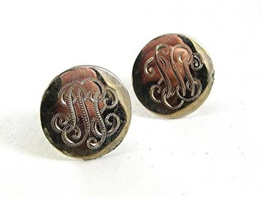 Vintage Initials / Letters Silvertone Cufflinks 91317