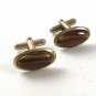 Vintage Silver Tone & Carmel Slag Glass Cufflinks 9116
