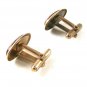Vintage Silver Tone & Carmel Slag Glass Cufflinks 9116