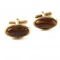 Vintage Silver Tone & Carmel Slag Glass Cufflinks 9116