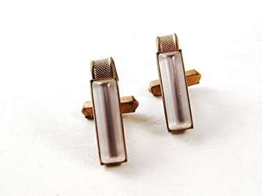Vintage Gold Tone & White Glass Cufflinks 9116